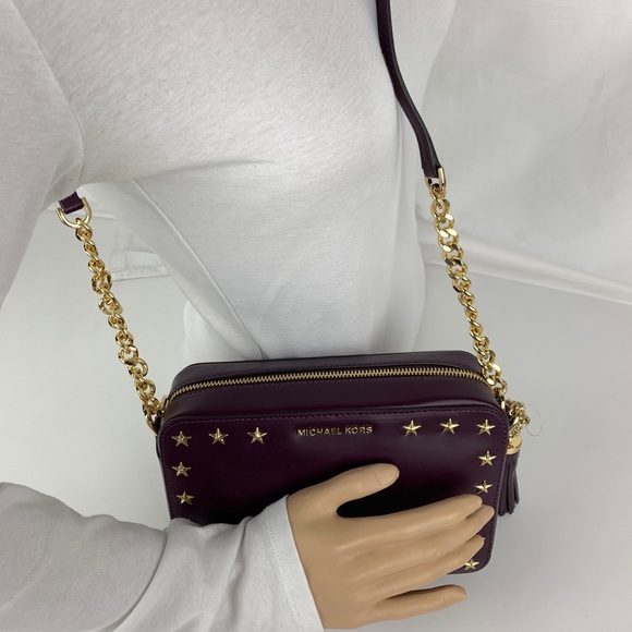 New Michael Kors Ginny Studded Leather Crossbody - Picture 2 of 6